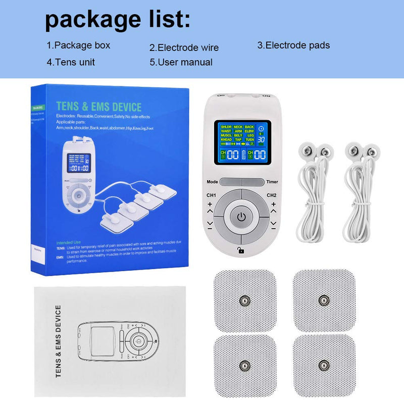 [Australia] - TENS & EMS Massage Device with 12 TENS Modes-Therapy Massager for Pain Muscle Back Neck Stress Sciatic Relief Muscle Nerve Stimulators 