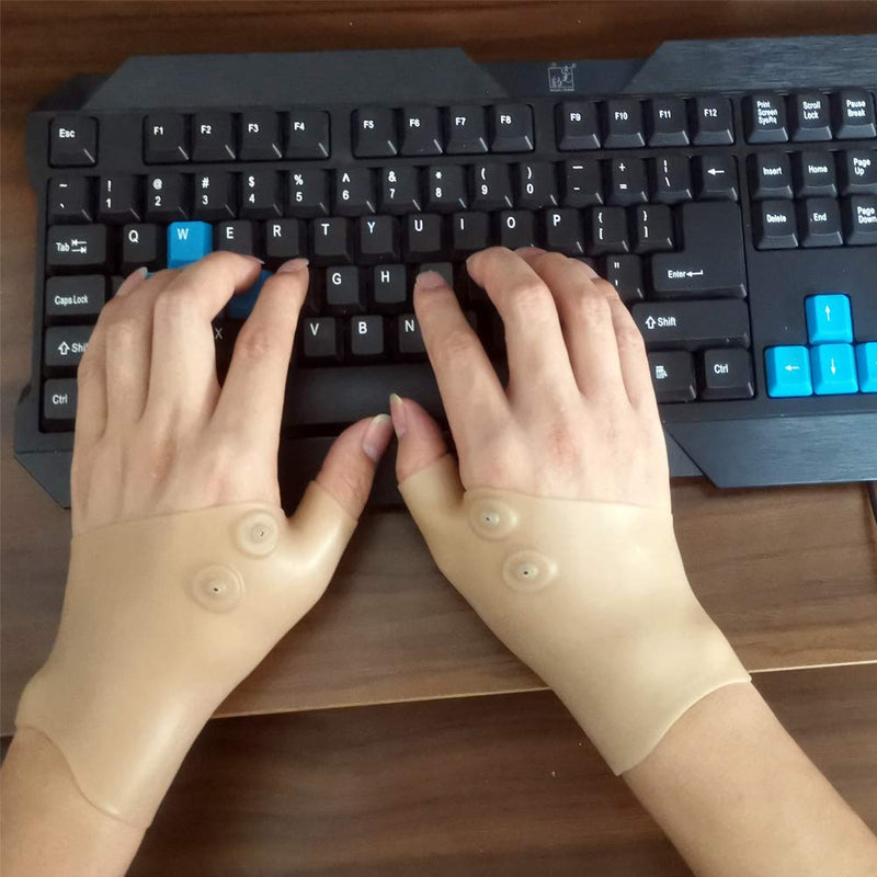 [Australia] - Thumb Wrist Support Brace (2 Pcs),Elastic Gel Arthritis Fingerless Glove with Magnetotherapy,Waterproof Wrist Compression Sleeve Splint for Sprained,Tendonitis,Carpal Tunnel Hand Joint Pain Relief 