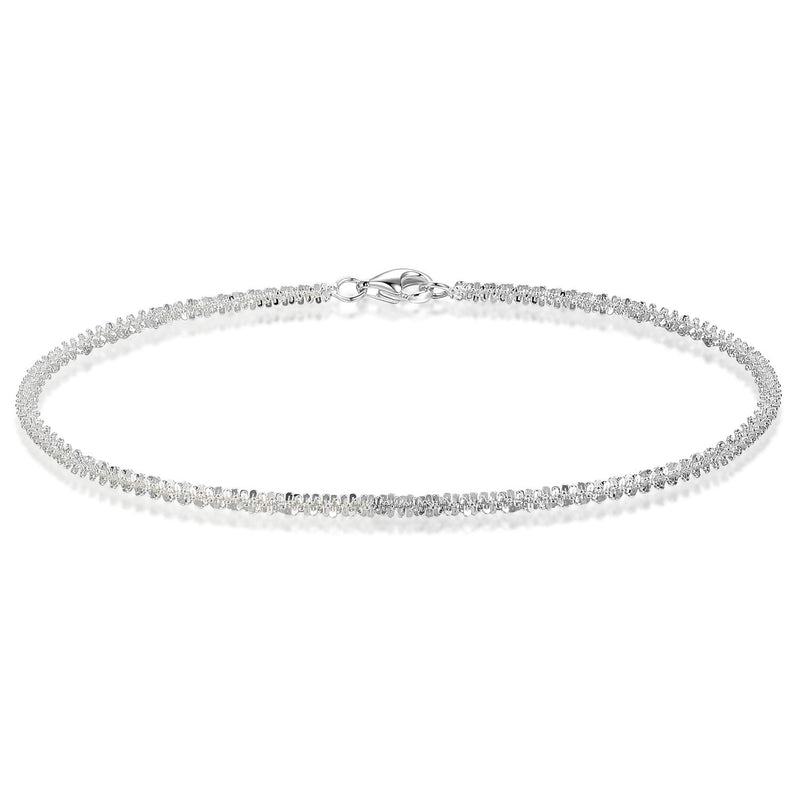 [Australia] - EVERU Sterling Silver Anklet Bracelet Sparkle Rope Italian Chain 9 10 11 inch Hypoallergenic Jewelry for Women 9.0 Inches 