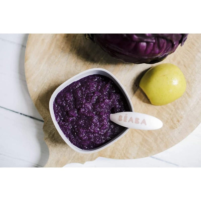 [Australia] - BÉABA - Silicone Bowl with Suction Cups - Baby and Children - Food and Weaning - Non-slip - Sticks perfectly to the table and the high chair tray - Microwave safe - Grey 