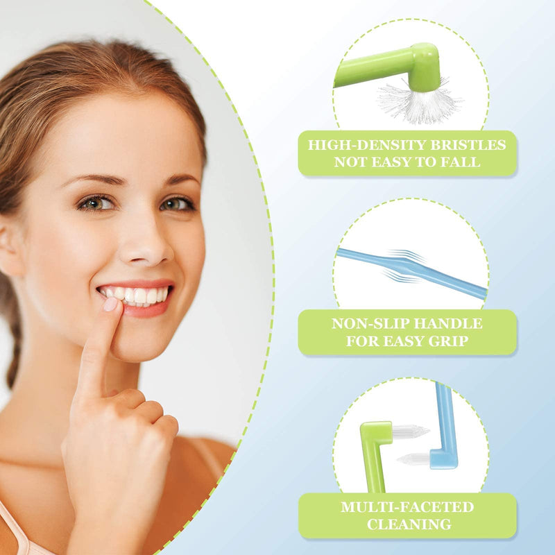 [Australia] - 2 Pieces Tuft Toothbrush Tufted Brush, Slim Interspace Teeth Brushes Trim Tooth Toothbrush for Detail Cleaning (Green, Blue) Green, Blue 