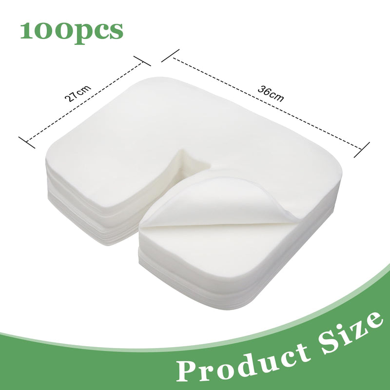 [Australia] - Disposable Face Cradle Covers, Luriseminger 100pcs Massage Face Covers Disposable Face Rest Covers Non-Woven Head Cradle Covers- 14.17 x 10.6 inches/ 36 x 27cm (100) 100 