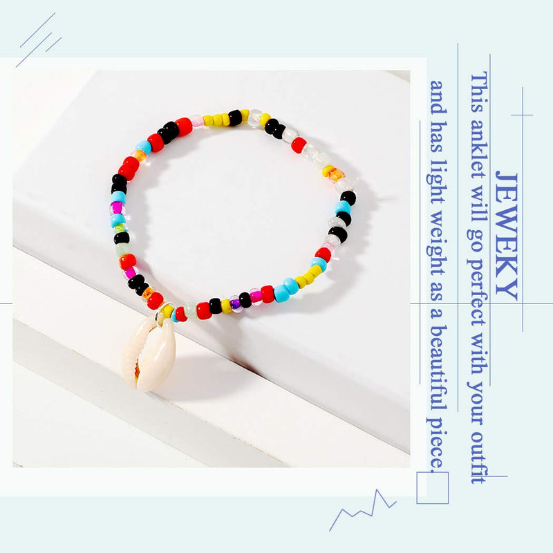 [Australia] - Jeweky Beach Beads Anklets Multi-colored Shell Ankle Bracelets Chain Foot Jewelry for Women and Girls 