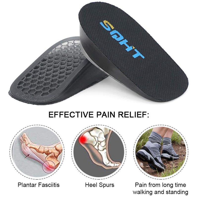 [Australia] - SQHT's Height Increase Insoles - Gel Shoe Heel Lift Inserts & Pads, Achilles Tendon Cushion Cups for Men and Women (Large (1.4" Height)) Black Large-1.4 Inch (Pack of 2) 