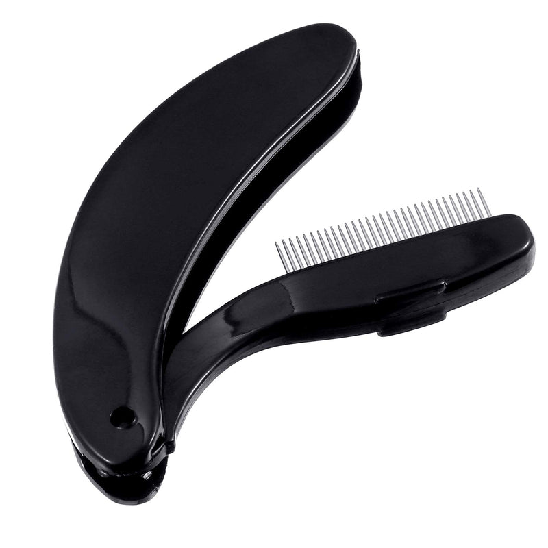 [Australia] - TecUnite Folding Eyelash Comb, Stainless Steel Teeth Eyebrow Comb Lash and Brow Makeup Brush (3 Black and 3 Pink) 