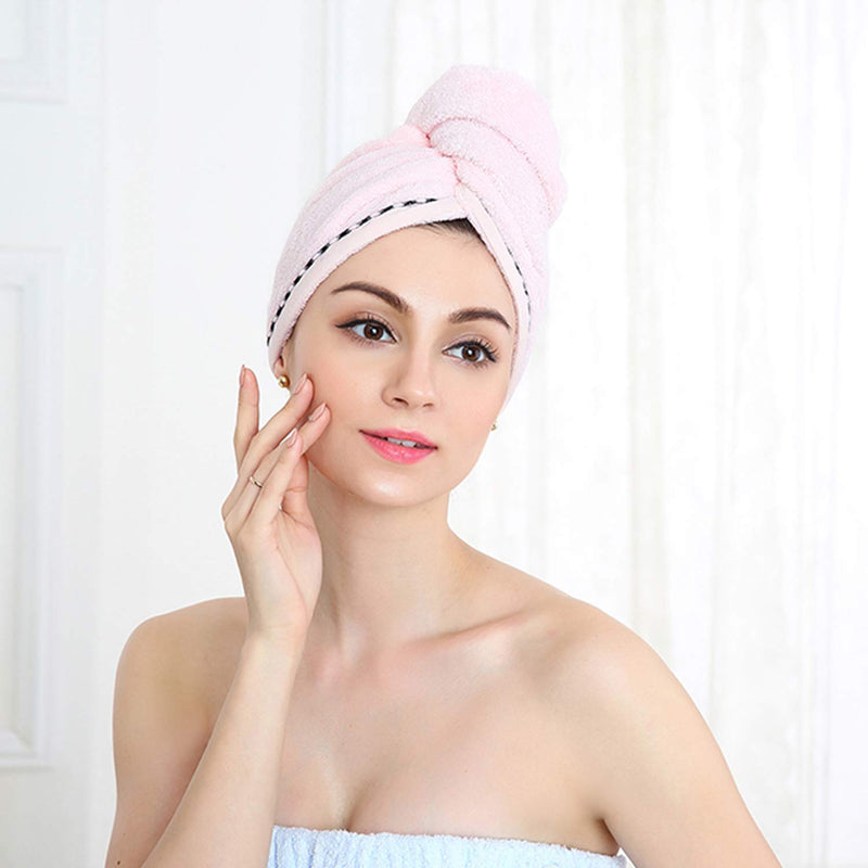 [Australia] - Hair Drying Towels Ultra Absorbent Microfiber (2 Pack) for Women, Fast Drying Hair Cap, Long Hair Wrap Turban 