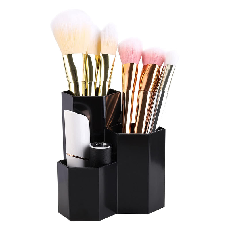 [Australia] - LoveBB Makeup Brush Holder Organizer, 3 Slot Plastic Cosmetics Brushes Pen Storage Solution, Black 3-Slot 