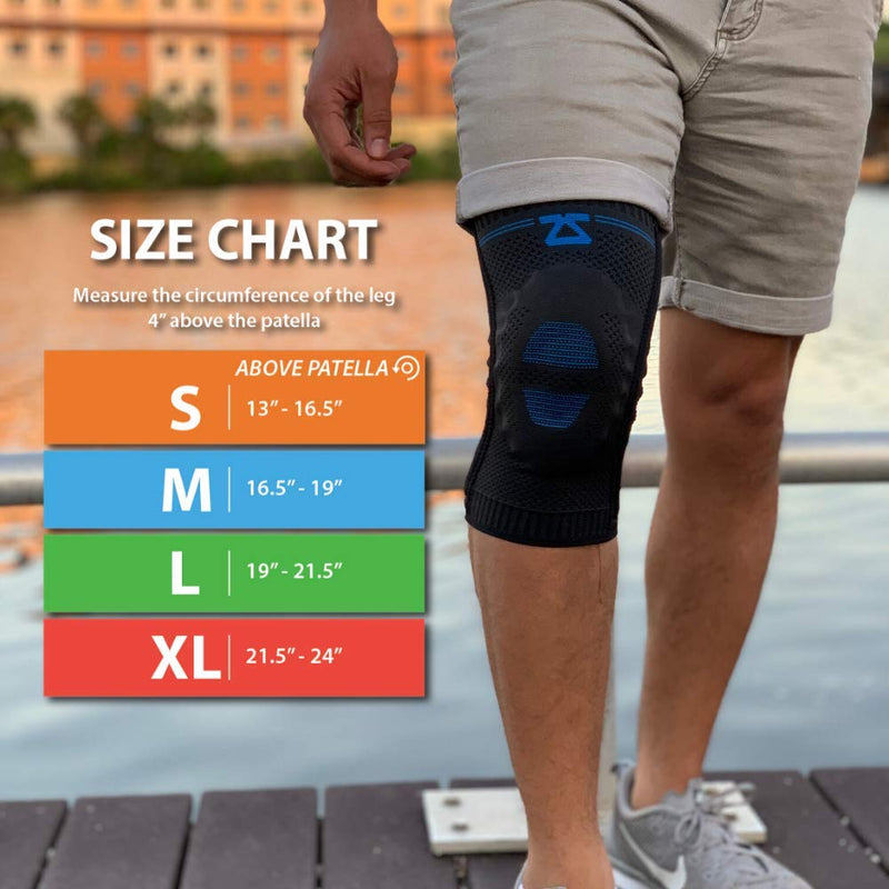 [Australia] - Zensah Elite Knee Compression Sleeve with Patella Gel Pad - Targeted Knee Support for Protection and Pain Relief – Knee Support for Running, Sports, Workout, Gym - Knee Brace (Black, Medium) Black 
