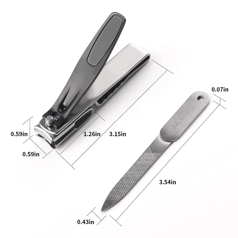 [Australia] - MILEILUOYUE Nail Clippers 2Pcs，Nail File,360°Degree Rotating Head Nail Clippers,Stainless Steel Sharp Pedicure,Large Nail Clippers Swivel Head For Thick Nails,Metal Tin Box For Suitable For Gifts 2 black and silver 
