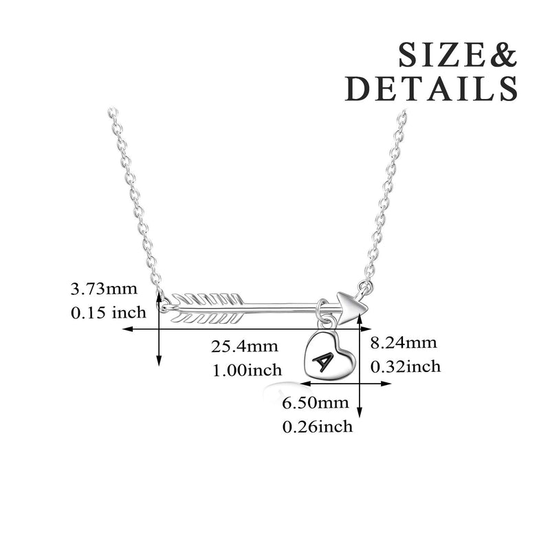 [Australia] - YFN Initial A Heart Necklace Sterling Silver Cupid Arrow Choker Necklace, Capital Letter Heart Choker Necklace Graduation Gifts for Her,16+2 