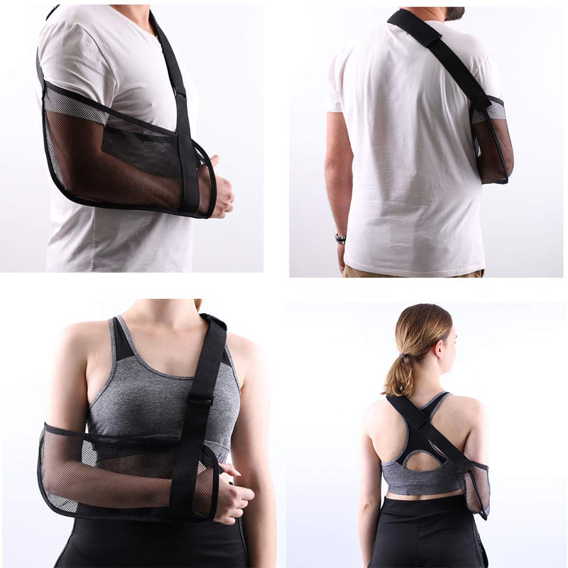 [Australia] - Mesh Arm Shoulder Sling Great Shower Bath Sling Used after rotator cuff Shoulder Surgery Arm Brace Support for Men and Women,Black 