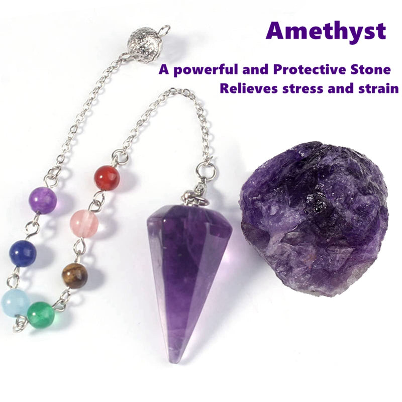 [Australia] - Natural Amethyst Pendulum, Small Crystal Gemstone Chakra Pendant for Dowsing, Scrying, Reiki Healing Balance Meditation Divination Jewelry (Purple) Purple 
