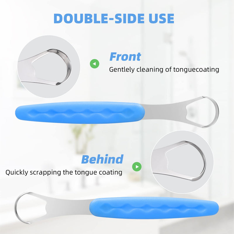 [Australia] - Annhua 4 Pack Tongue Brush, Stainless Steel Tongue Scraper Tools with Mini Storage Case, Tongue Cleaner for Prevent Bad Breath & Keep Oral Fresh 4 Pcs 