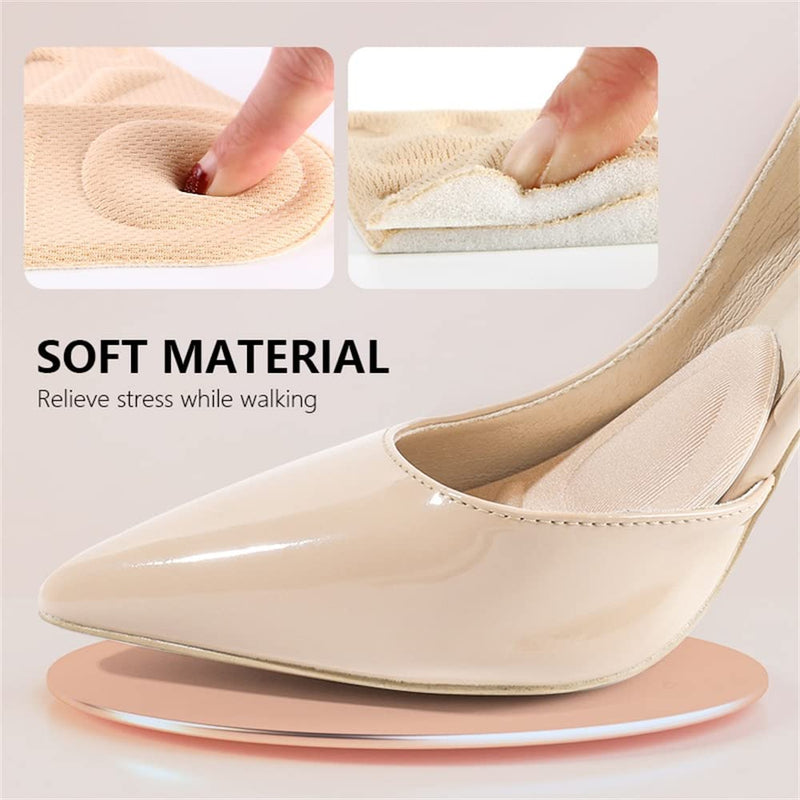 [Australia] - Metatarsal Pads for Women Forefoot High Heels Shoes Insoles Thickened Anti-Sliding Pads Shock Cushioning Foot Pad Shoe Inserts 4 Pairs（Black + Beige） 