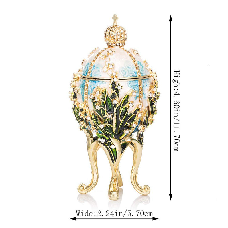 [Australia] - QIFU Hand Painted Enameled Faberge Egg Style Decorative Hinged Jewelry Trinket Box Unique Gift Home Decor Skyblue 