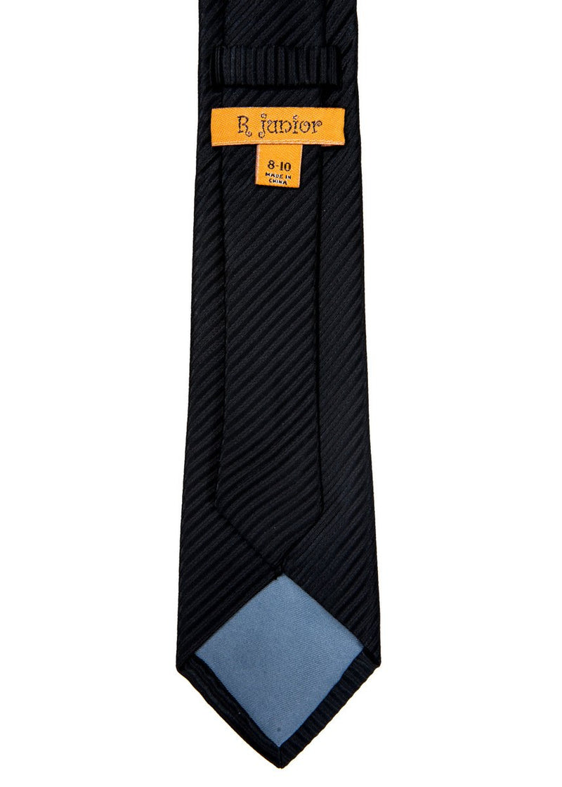 [Australia] - Retreez Woven Boy's Tie with Stripe Textured - 8-10 years 8 - 10 years Black 