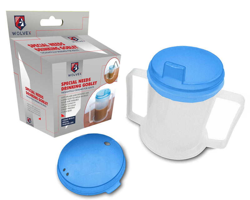 [Australia] - Wolvex Adult Drinking Cup Beaker with Handles & Anti Spill lids for Disabled Adults Dishwasher and Microwave Safe BPA, PVC and Latex Free 