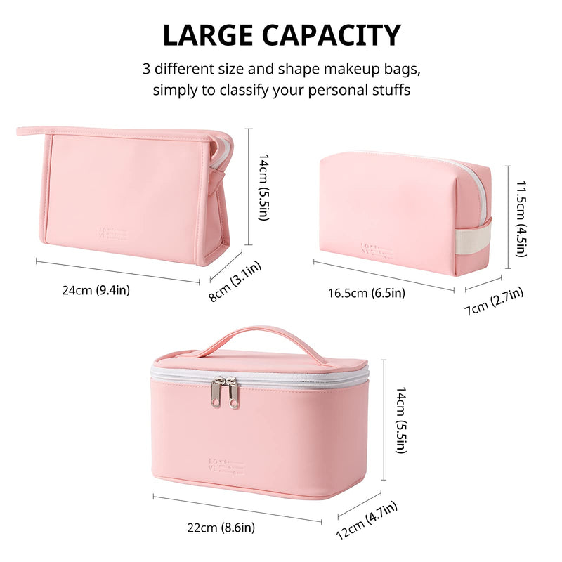 [Australia] - Cosmetic Bag Makeup Bag for Purse Pouch Travel Beauty Zipper Organizer Bag Gifts for Girl Women, PU Leather Washable Waterproof 3 Light Blue 