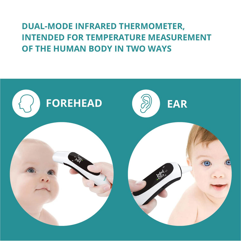 [Australia] - SOLMIRA Infrared Thermometer, Forehead and Ear, no Contact, Instant Measurement, High Precision, Suitable for Babies, Children and Adults 