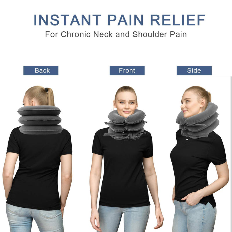 [Australia] - Zhichengbosi Neck Traction Device, 3 Layers Inflatable Neck Traction Reduce Head & Shoulder Pain, Adjustable Cervical Neck Stretcher Collar 