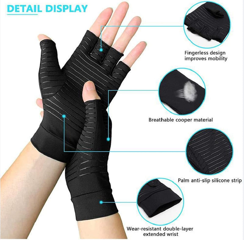 [Australia] - Copper Arthritis Compression Gloves Hands Arthritis Gloves for Pain Relief Swelling Copper Carpal Tunnel Glove Fingerless Medium 