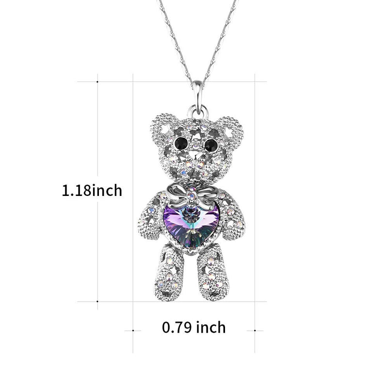 [Australia] - ZIOZIA Necklace Women Made with Swarovski Crystal Chain Love Heart Pendant Kids Jewelry for Girls Gifts for Girlfirend and Mom Pink-Teddy 