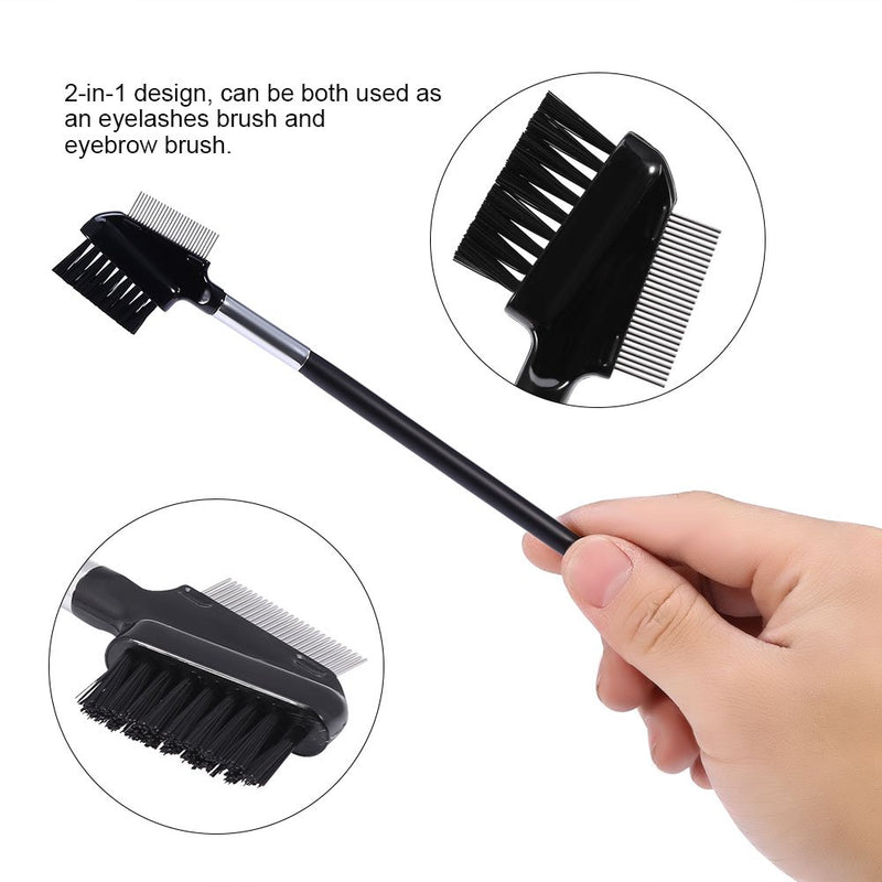 [Australia] - Stainless Steel Eyelash Comb, Eyelash and Eyebrow Brush with Dual-Comb for Brow Groomer Eyelash Extension Tools Cosmetic Makeup 