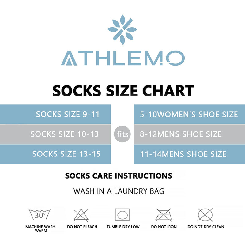 [Australia] - Athlemo Mens Bamboo Diabetic Socks 4 Pairs Circulatory Extra Wide Over The Knee Seamless for Smelly Foot Black 13-15 Black(4 Pairs) Sock size 13-15, Mens shoe size 11-14 