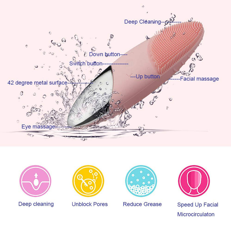 [Australia] - MEISMEIK-Facial Cleansing Brush Electric All In One -Face/Eye Massager with 5 modes - skin care assistant -108 ℉ Heated - RECHARGEABLE - No Charging Port for Waterproof IP67 