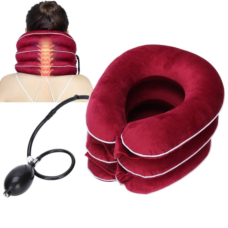 [Australia] - Yctze Air Inflatable Neck Stretcher, Air Inflatable Cervical Collar Device Neck Traction Support Neck Massage Stretcher Ideal for Home Office Use (Red) Red 