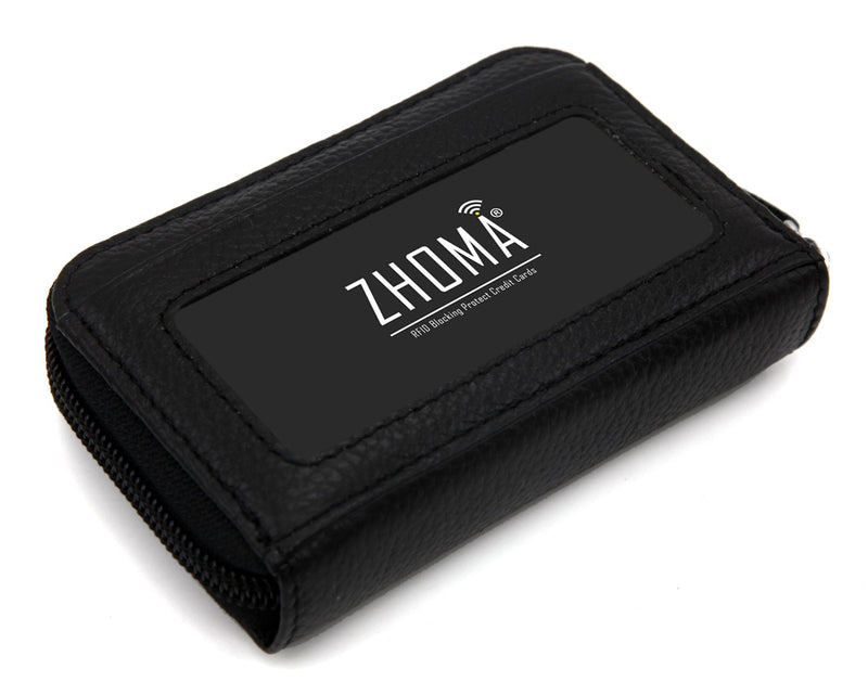 [Australia] - Zhoma RFID Blocking Genuine Leather Credit Card Case Holder Security Travel Wallet - Black 