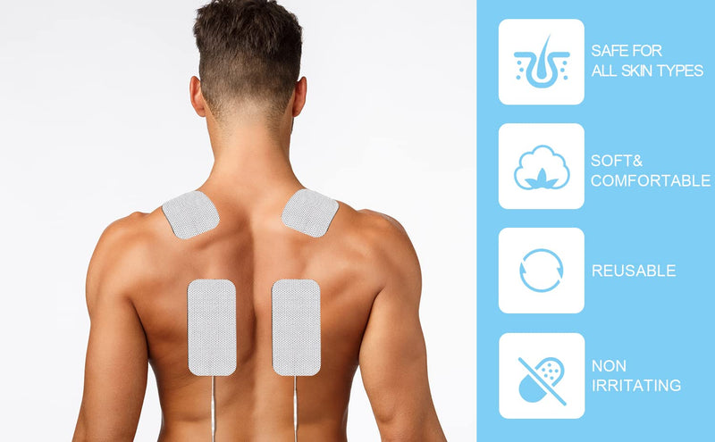 [Australia] - LYINIE TENS Unit Pads 32pcs Reusable Replacement Electrode Patches for Electrotherapy (2"x2" 16pcs, 2"x4" 16pcs) 