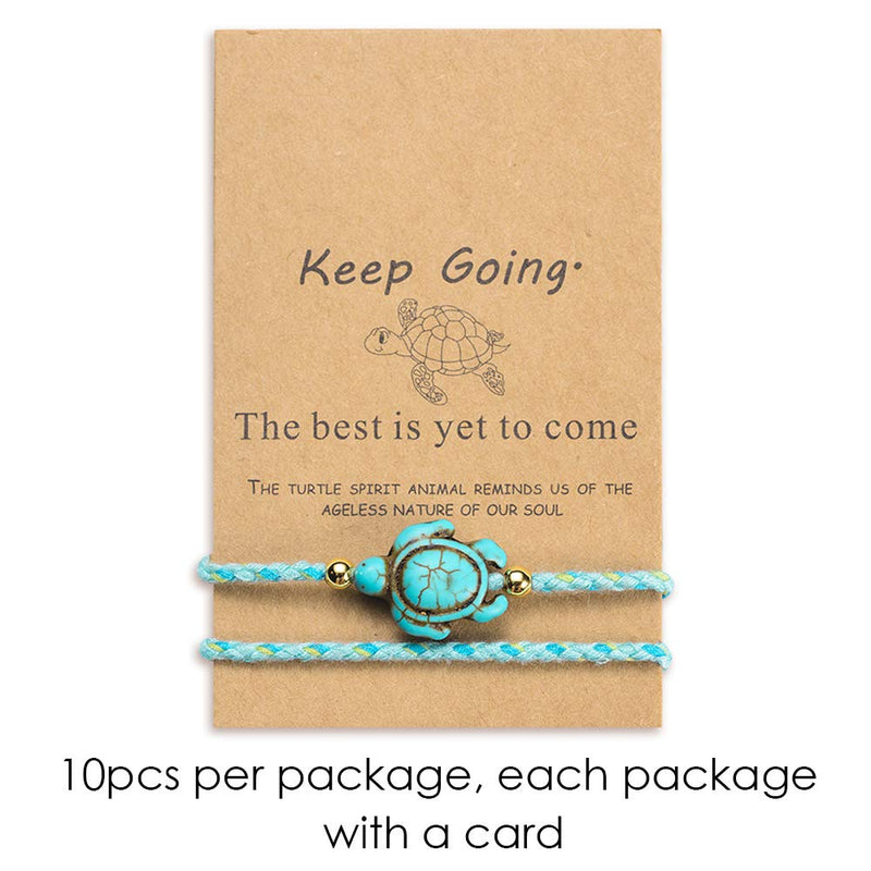 [Australia] - Jeka Handmade Sea Turtle Anklets Bracelets for Women Girls Beach Friendship 10 Pcs Set Boho Adjustable Rope Hawaiian Foot Jewelry 