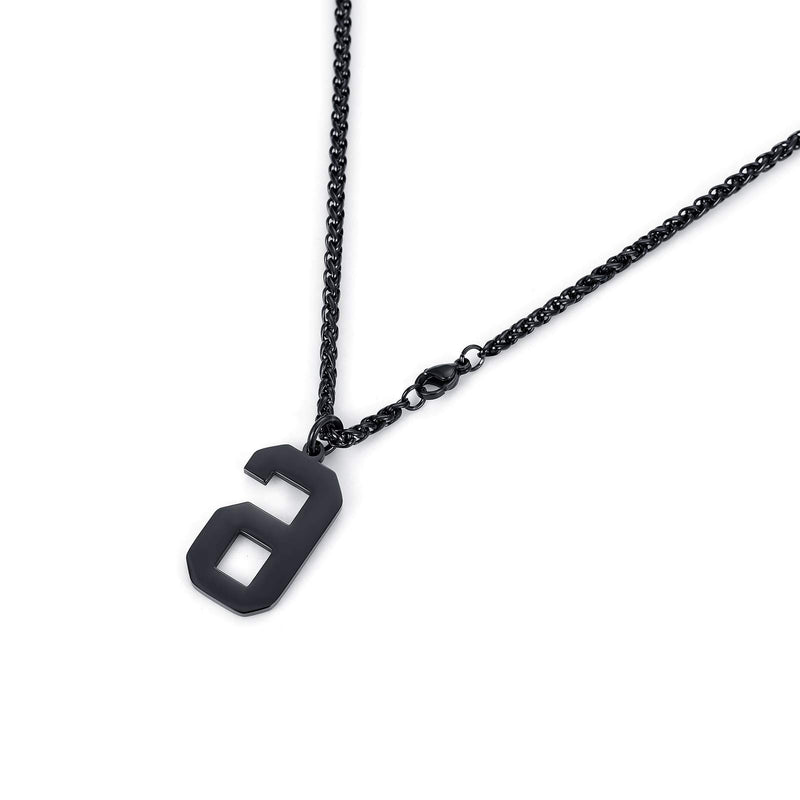 [Australia] - QeenseKc Inspiration Lucky Number 9 Necklace Personalized Baseball Jersey Initial Stainless SteelPendant Jewelry for Sports Fan Gift 3mm Keel Link Chain Black 7 
