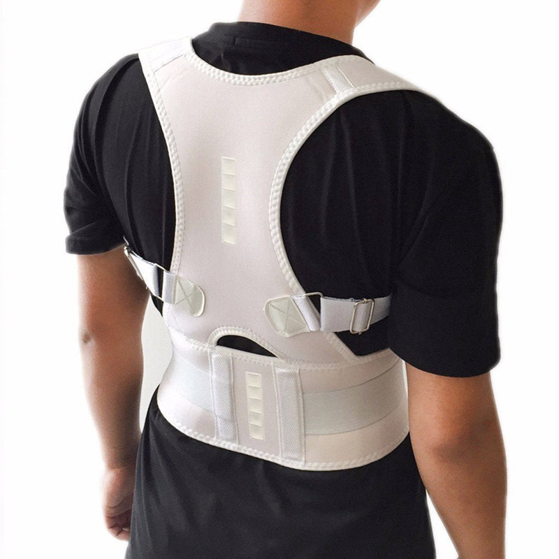 [Australia] - Thoracic Back Brace Posture Corrector- Magnetic Lumbar Back Support Belt-Back Pain Relief, Improve Thoracic Kyphosis, for Lower and Upper Back Pain Men & Women (White, Small) White 