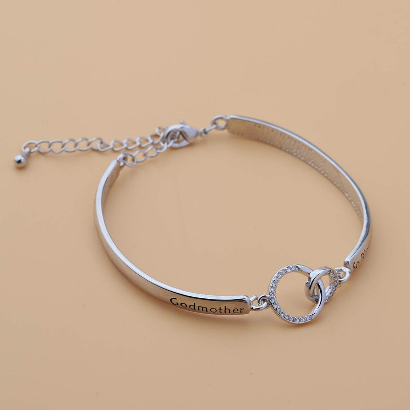 [Australia] - LQRI Godmother Bracelet So Blessed to Have You in My Life Interlocking Circles Bracelet Religious Jewelry Christening Baptism Gift for Godmother sliver 