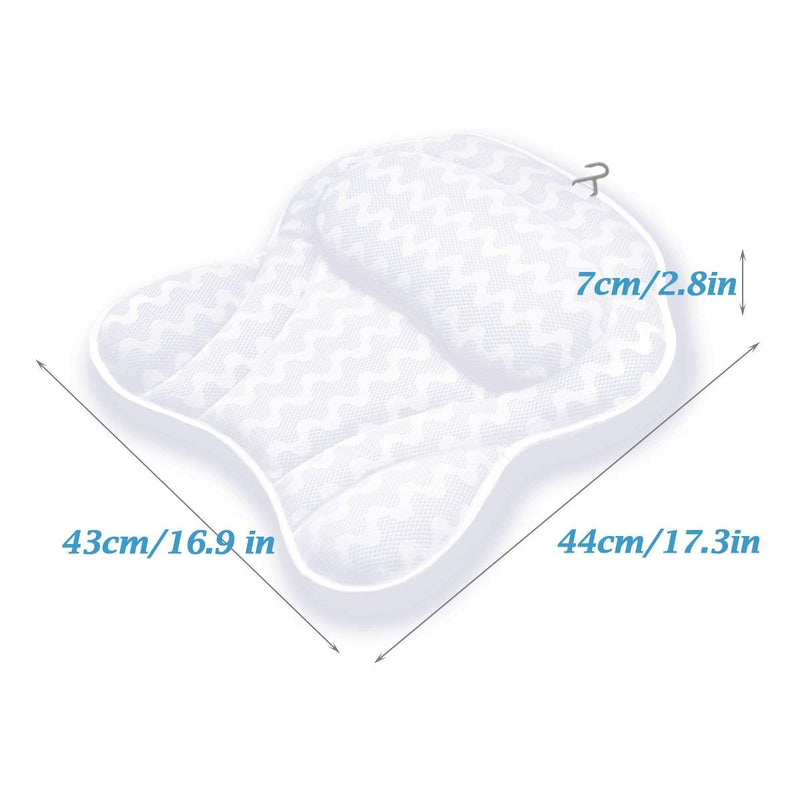 [Australia] - Luxury Bath Pillow with 6 Strong Suction Cups for Tub, Extra Large Size Pillow Bath Cushion for Bathtub, Hot Tub, Jacuzzi, Home Spa Pillow Support for Head, Neck, Back and Shoulders 