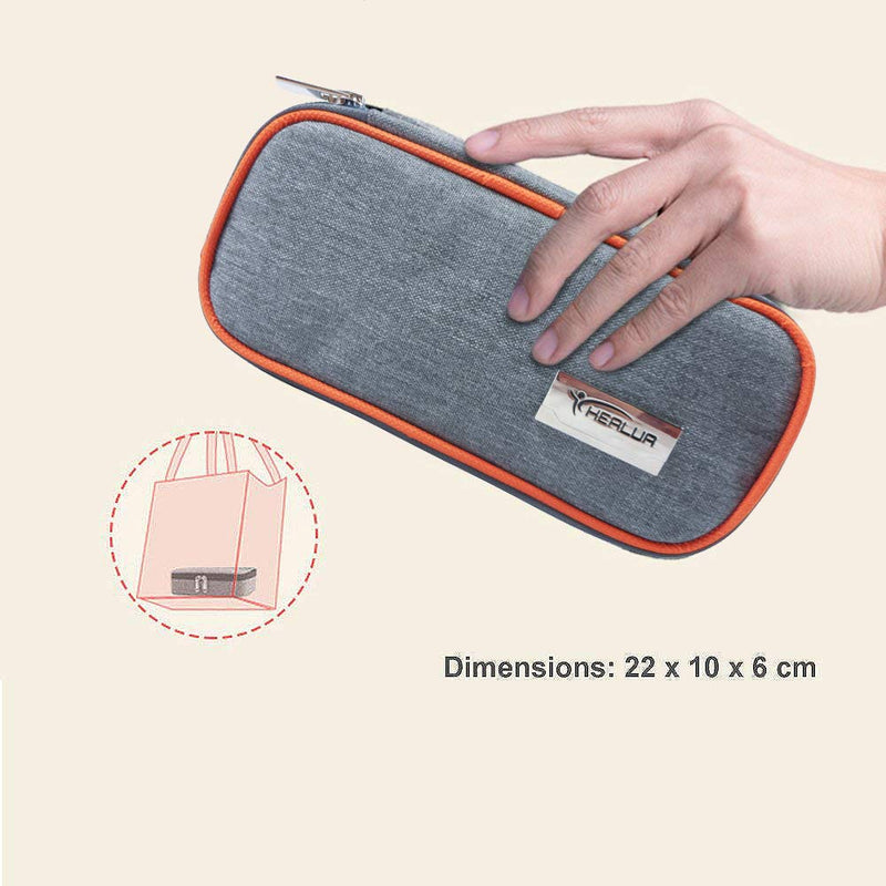 [Australia] - Travel Insulin Cool Bag by HEALUA- Diabetic Organizer Portable Medical Travel Cooler Case Pack with 2 X 48 Hour Extra Cool Reusable Ice Packs, Thermometer & Used Needle Pouch - Carry On Approved Size 1 Count (Pack of 1) 