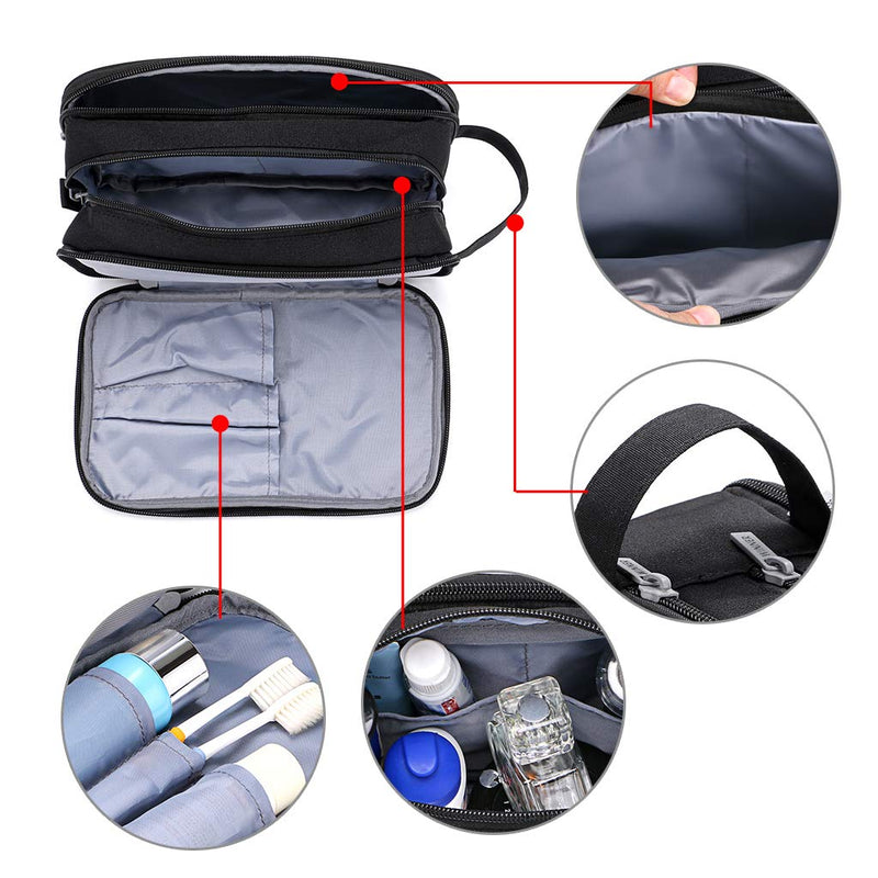 [Australia] - IGNPION Travel Toiletry Wash Bag Dry & Wet Separation Gym Shaving Organiser Bag with 3 Compartments （Black） Black 
