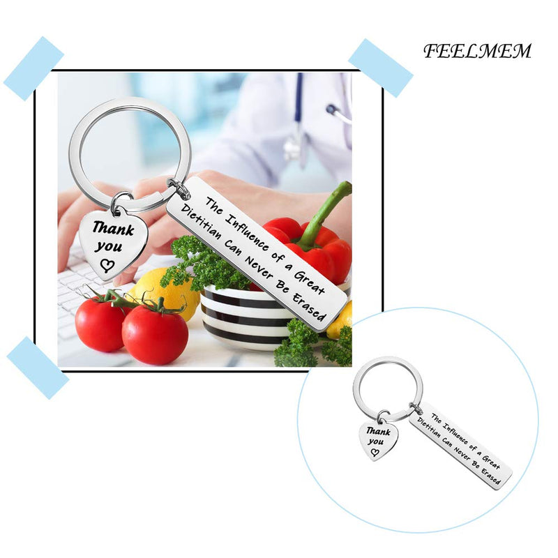 [Australia] - FEELMEM Dietitian Gift Nutrionist Gift Dietitian Appreciation Keychain The Influence of a Great Dietitian Can Never Be Erased Jewelry for Registered Dietitian Dietician silver 