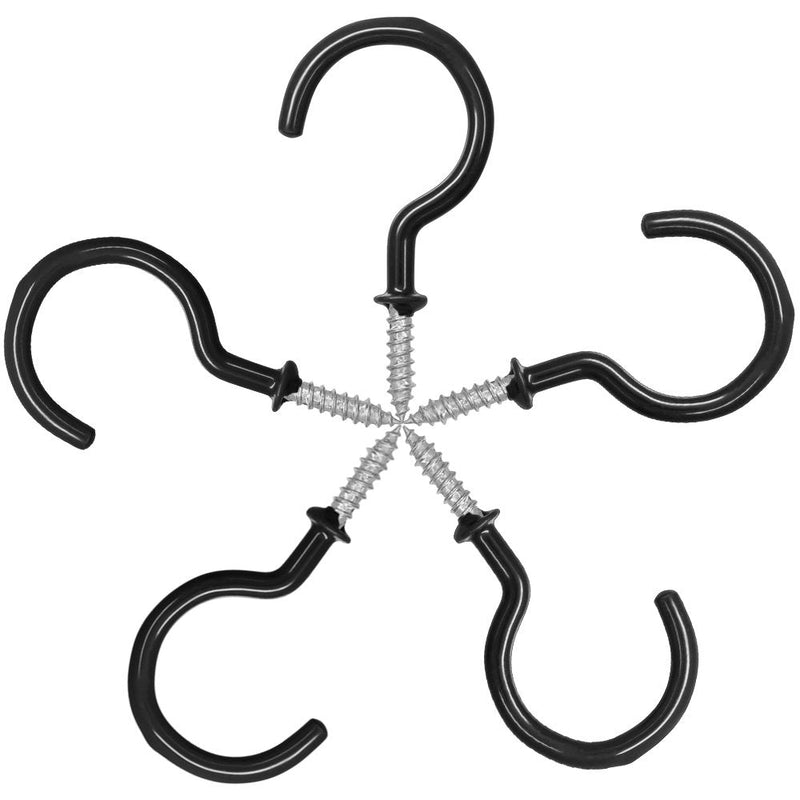 [Australia] - FineGood 25 Pack Cup Hook Ceiling Hooks, Vinyl Coated Screw Hanger for Indoor and Outdoor Use - Black 