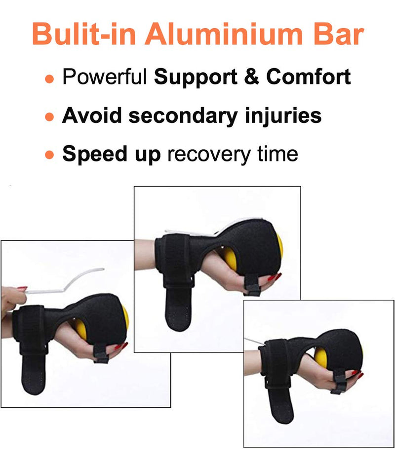 [Australia] - Anti-Spasticity Ball Splint, 2 in 1 Hand Splint for Stroke Hemiplegia Rehabilitation Finger Training Equipment Finger Wrist Hand Orthosis with Ball 1 Count (Pack of 1) 