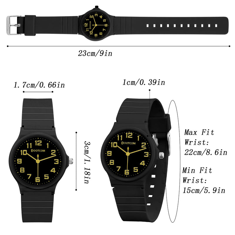 [Australia] - Kids Analog Watch 5ATM Waterproof Minimalist Wrist Watch with Soft Band for Girls Teens 5-18 Years Old Children Black 