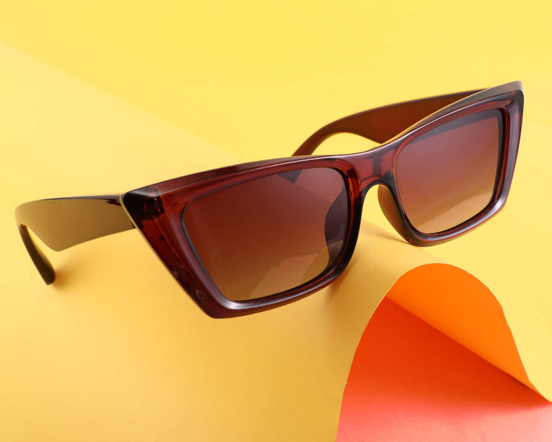 [Australia] - FEISEDY Small Cateye Square Polarized Sunglasses Women Classic Thick Rectangle Frame UV400 Sun Glasses B2736 001 Jelly Dark Brown 51 Millimeters 