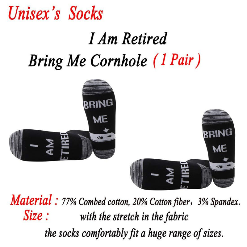 [Australia] - PYOUL 1 Pair Cornhole Socks Cornhole Lover Gift I Am Retired Bring Me Cornhole Socks Cornhole Player Gift Bring Me Cornhole 1 Pair 