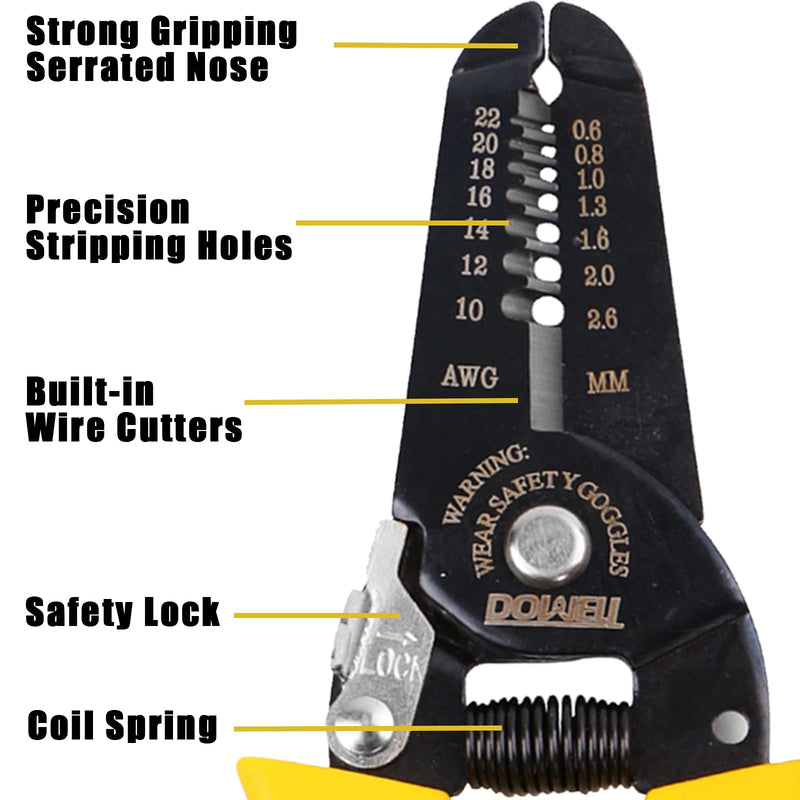 [Australia] - DOWELL 10-22 AWG Wire Stripper Cutter Wire Stripping Tool And Multi-Function Hand Tool，Professional Handle Design And Refined Craftsmanship. 