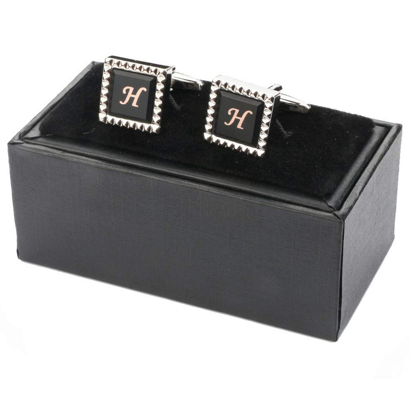 [Australia] - HHGEE XING Mens Cufflinks Classic Shirt Business Wedding Initials Alphabet with Gift Box A-Z H 