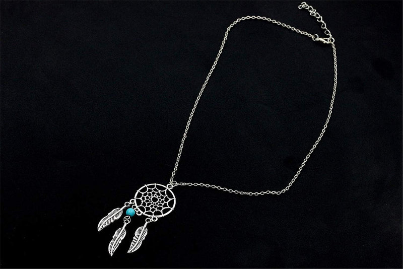 [Australia] - Bohemian Dream Catcher Necklace, AILUOR Feather Turquoise Beads Long Chain Necklace Jewelry for Women Girl Gifts A 