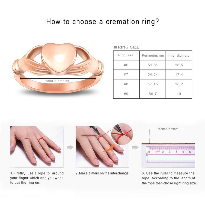 [Australia] - Minicremation Cremation Jewelry Urn Ring for Ashes Women Finger Ring Keepsake Memorial Jewelry Hold Loved Ones Ashes Rose Gold 8 