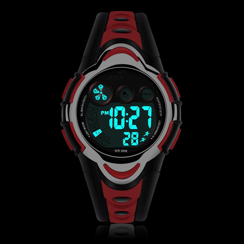 [Australia] - Waterproof Boys/Girls/Kids/Childrens Digital Sports Watches for 5-12 Years Old Red 